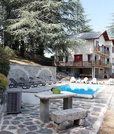 Chalet 14 Pers Avec Vue Panoramique Et Piscine Chauffee Genolhac Dış mekan fotoğraf