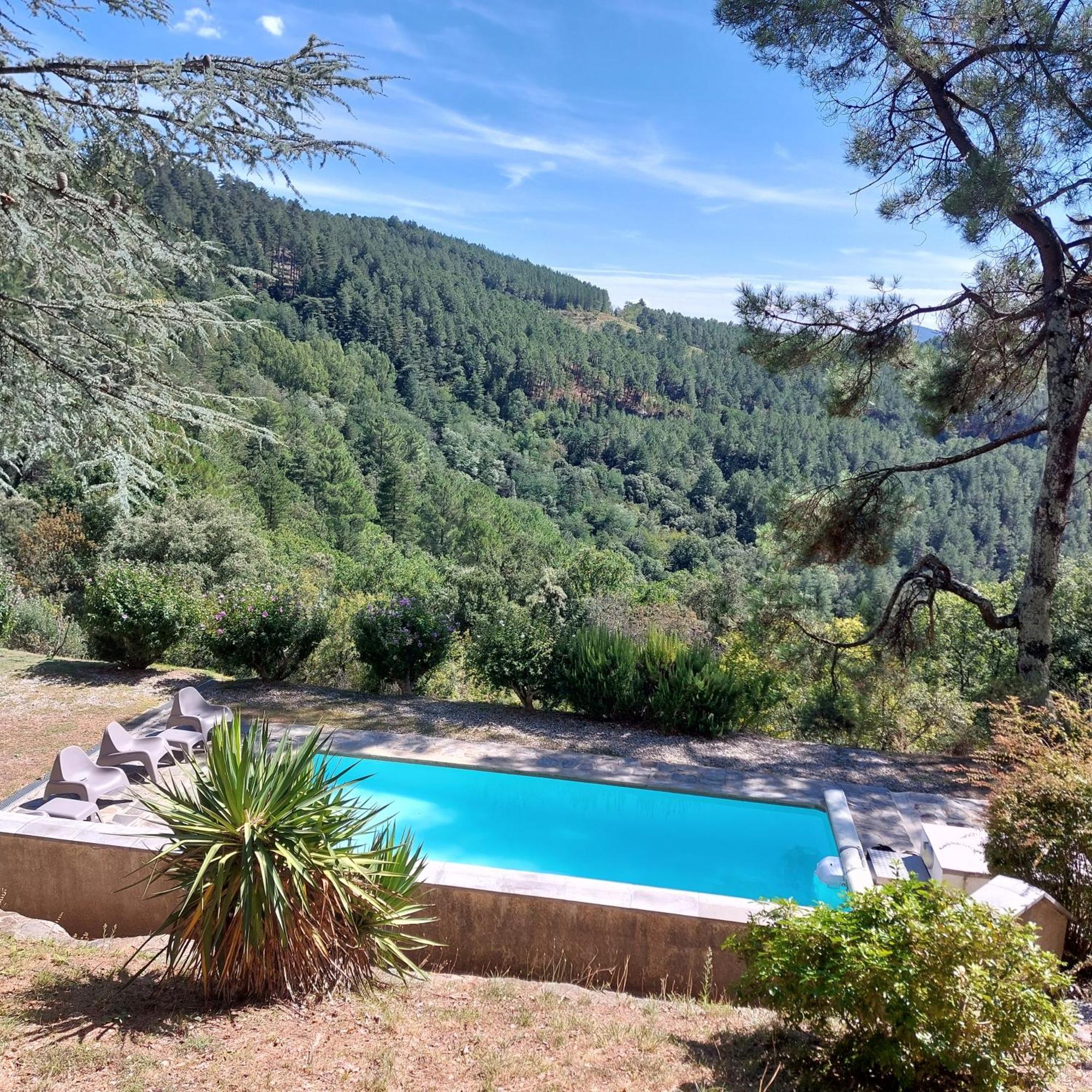 Chalet 14 Pers Avec Vue Panoramique Et Piscine Chauffee Genolhac Dış mekan fotoğraf